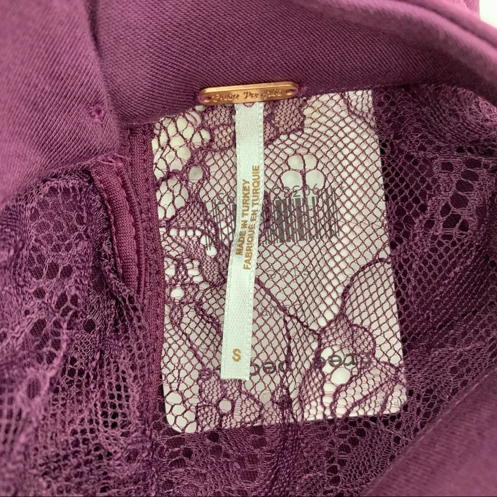 Free People Plum Beaumont Muse‎ Bodycon Dress S Lace Mock Neck Sleeveless Boho